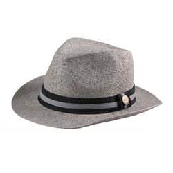 Chapeau Panama avec Bandeau et Badge Gris
