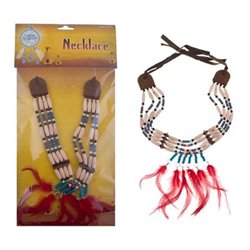 Collier tribal d'indien à plumes rouges