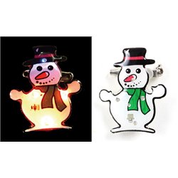 Badge Lumineux en forme de Bonhomme de Neige avec un Bonnet