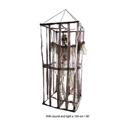 Squelette Lumineux et Sonore en Plastique dans une Cage de 95 cm