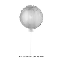 Ballon Aluminium Rond Argent avec Bâton