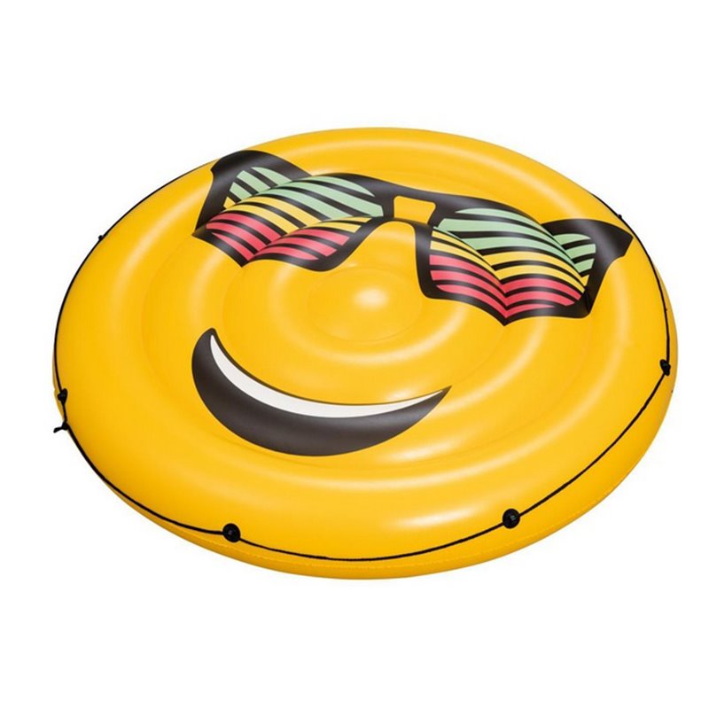 Matelas Gonflable Géant Ile Emoticône Souriant Jaune