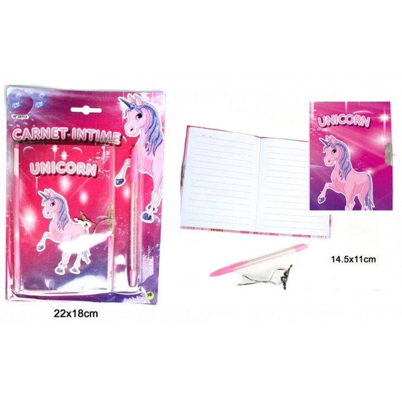 Set Carnet Intime Licorne de Couleur Rose