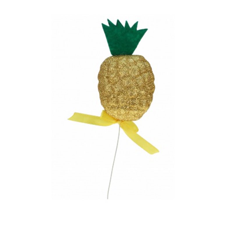 Ananas à Paillettes Or sur pique