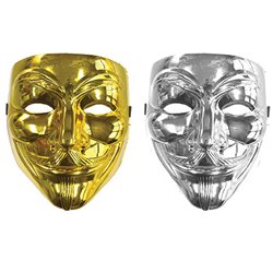 Masque Anonyme Brillant Couleurs Or et Argent