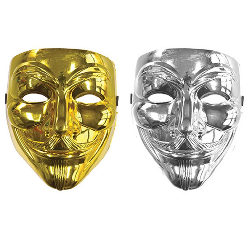 Masque Anonyme Brillant Couleurs Or et Argent