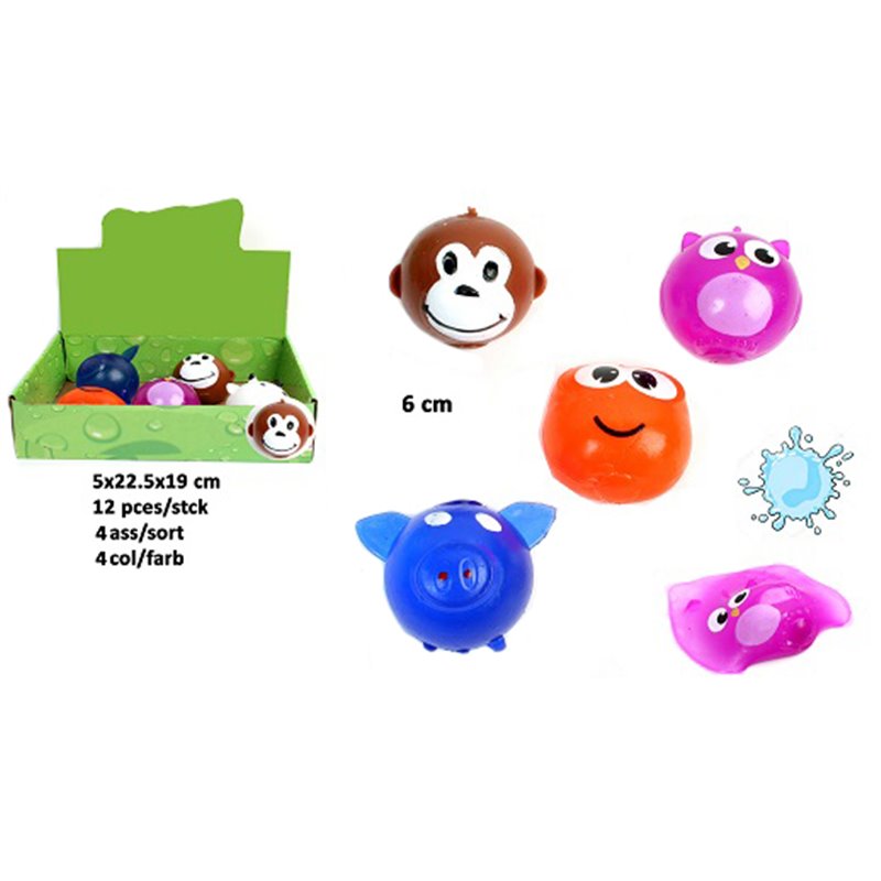 Balle Splash Animal aux Différents Coloris 6 cm