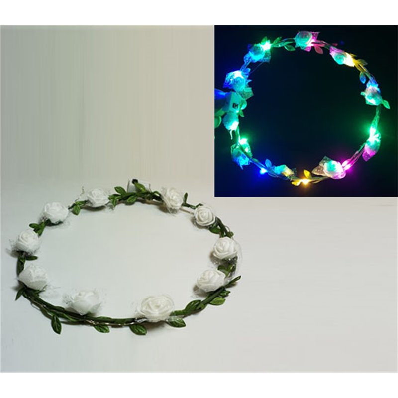 Couronne de Fleurs Blanches Lumineuses