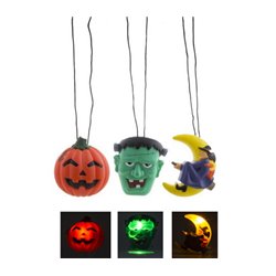 Collier avec pendentif lumineux LED Halloween Mix.