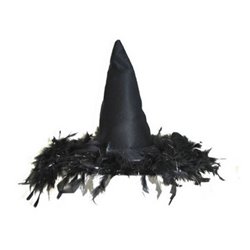 Chapeau de Sorcière avec Plumes Noir