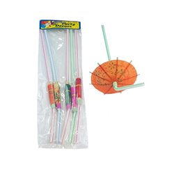 Lot de 6 Pailles avec Parasols en Papier