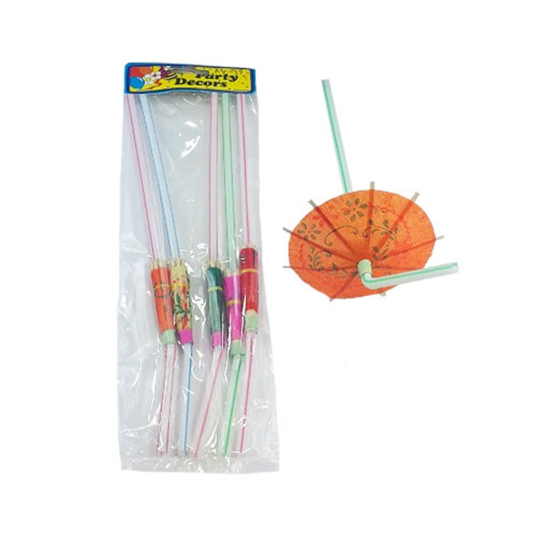 Lot de 6 Pailles avec Parasols en Papier