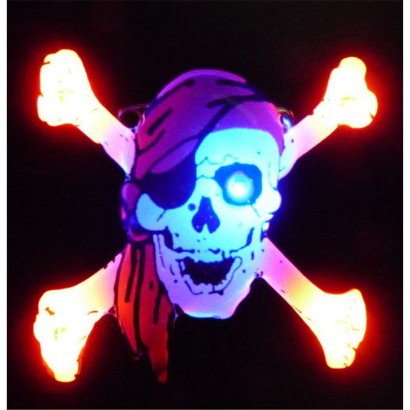 Badge Led Tête de Mort avec Bandana Rouge