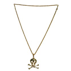 Collier métallique avec tête de mort or