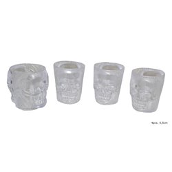 Lot de 4 Verres à Shooter en Forme de Crâne