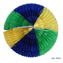 Boule Festonnée 30 cm Vert Jaune Bleu