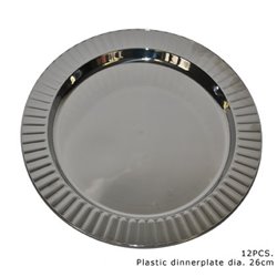 Lot de 12 Assiettes en Plastique Argent