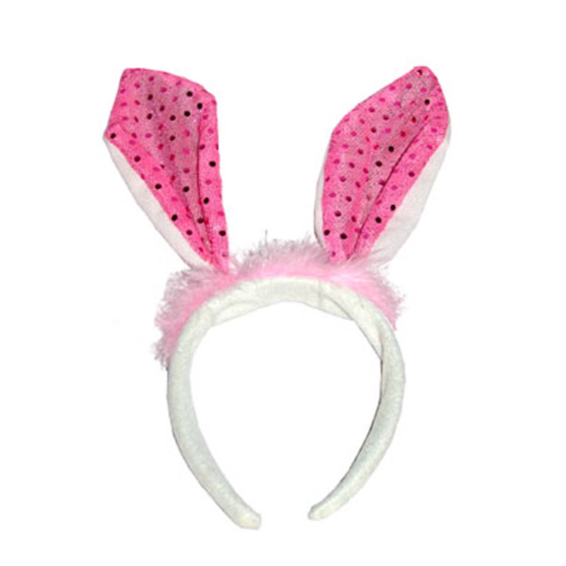 Serre Tête Oreille de Lapin Rose à Paillettes