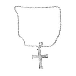 Collier métallique Croix argenté