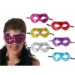 Masque Loup à paillettes et strass dentelles Mix