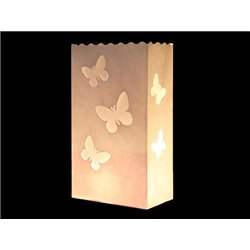 Lanterne de Jardin Blanche avec 3 Gros Papillons en Motifs