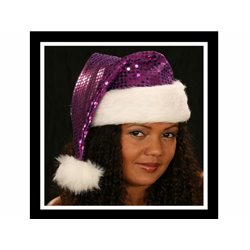 Bonnet de Noël Violet à Paillettes