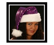 Bonnet de Noël Violet à Paillettes