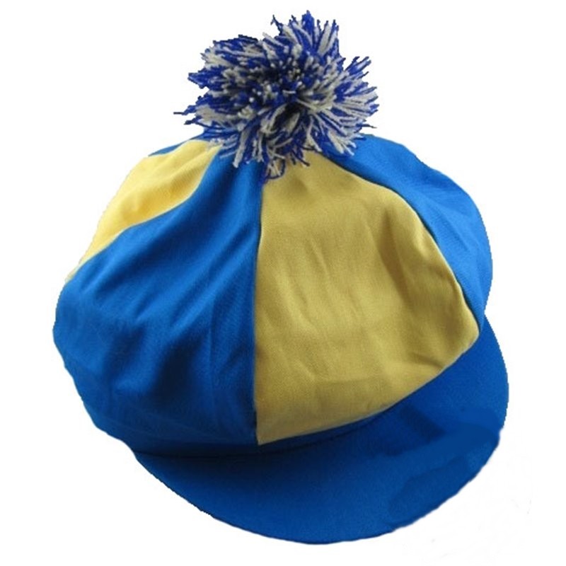 Casquette Jaune et Bleu avec Pompon