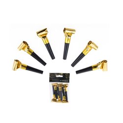 lot de 6 langues de belle-mère métallisées noir et or 9cm