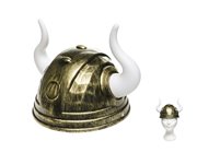 casque de viking gaulois doré avec 2 cornes adulte