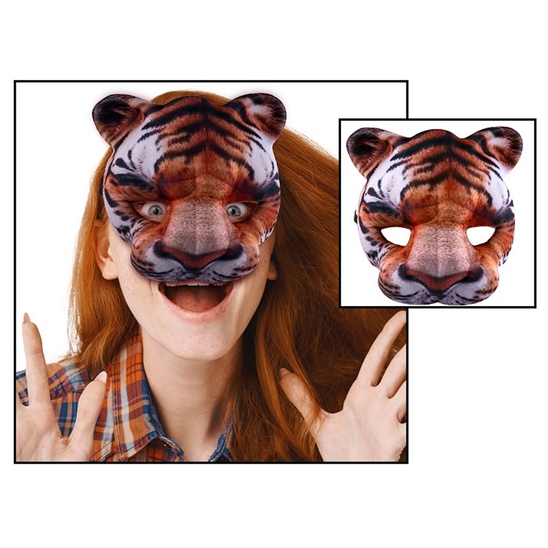 demi masque en mousse motif tigre