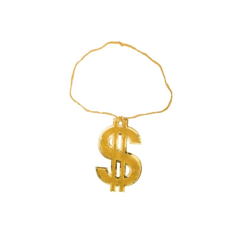collier dollar or géant effet paillettes 23cm