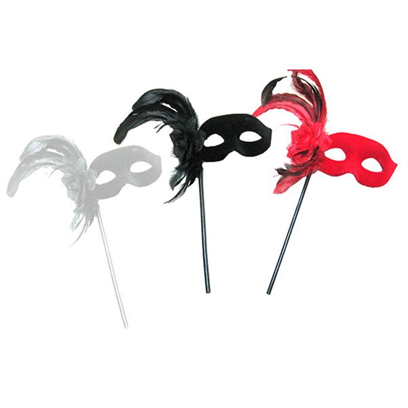 masque loup avec plumes et baguette mix 30cm