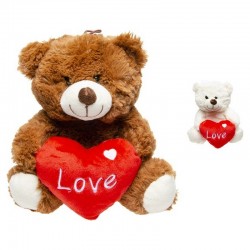 Peluche ours assis avec cœur mix 23 cm