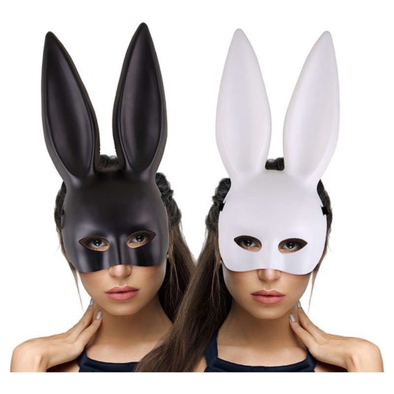 Demi masque coque de lapin noir adulte