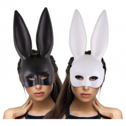 Demi masque coque lapin blanc adulte