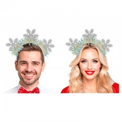 Serre-tête flocons de neige avec paillettes argent