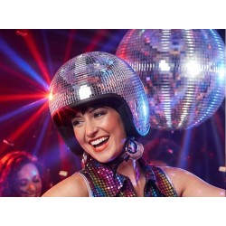 Casque disco boule à facettes miroir argent adulte