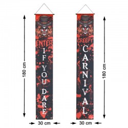 Lot de 2 bannières Halloween clown noir et rouge 180x30cm