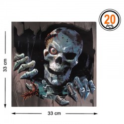 Lot de 20 serviettes squelette Halloween en papier 33x33cm