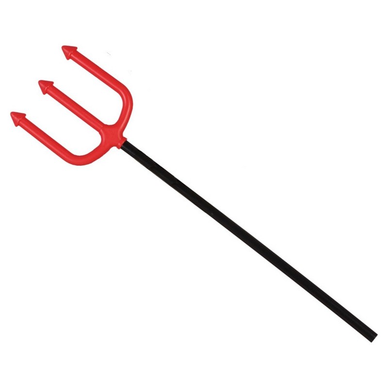 Trident en plastique rouge et noir 43 cm