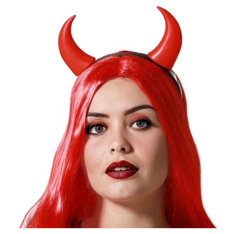 Serre-tête cornes de diable démon rouge 8 cm