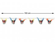 Guirlande Halloween avec 6 crânes de clown d'horreur 1,53m