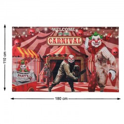 Mur d'images photocall motif clowns d'horreur 1.8x1.1m