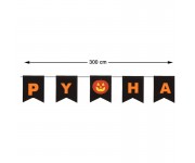Guirlande fanions noir motif Happy Halloween orange 3m