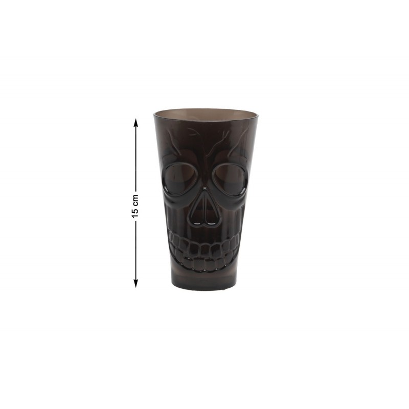 Verre gobelet Halloween noir motif crâne 15 cm