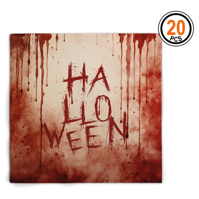 Lot de 20 serviettes sanglantes Halloween en papier 33x33cm