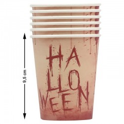 Lot de 6 verres sanglants Halloween en carton 9 cm