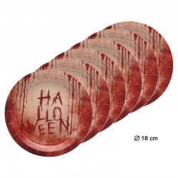 Lot de 6 assiettes sanglantes Halloween en carton 18cm