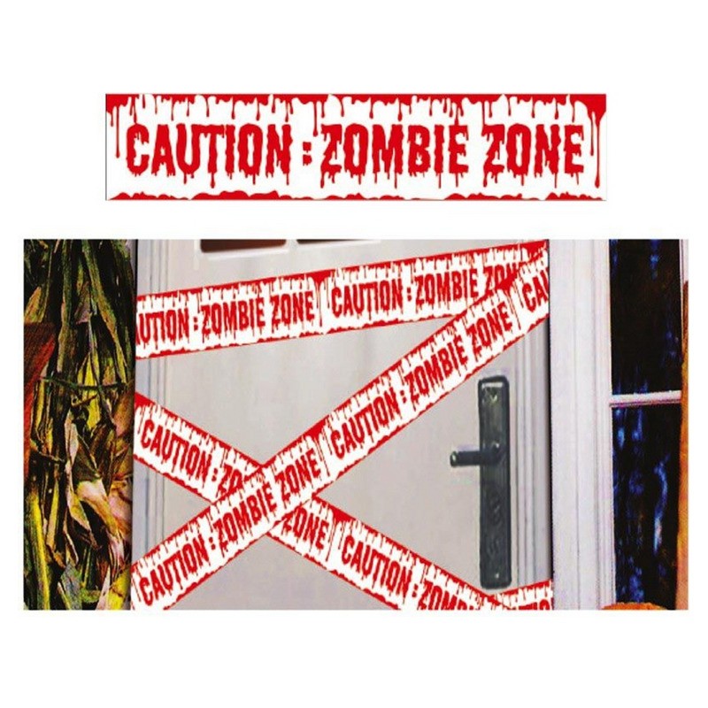 Cordon de sécurité "Caution Zombie Zone" 6m x 12cm